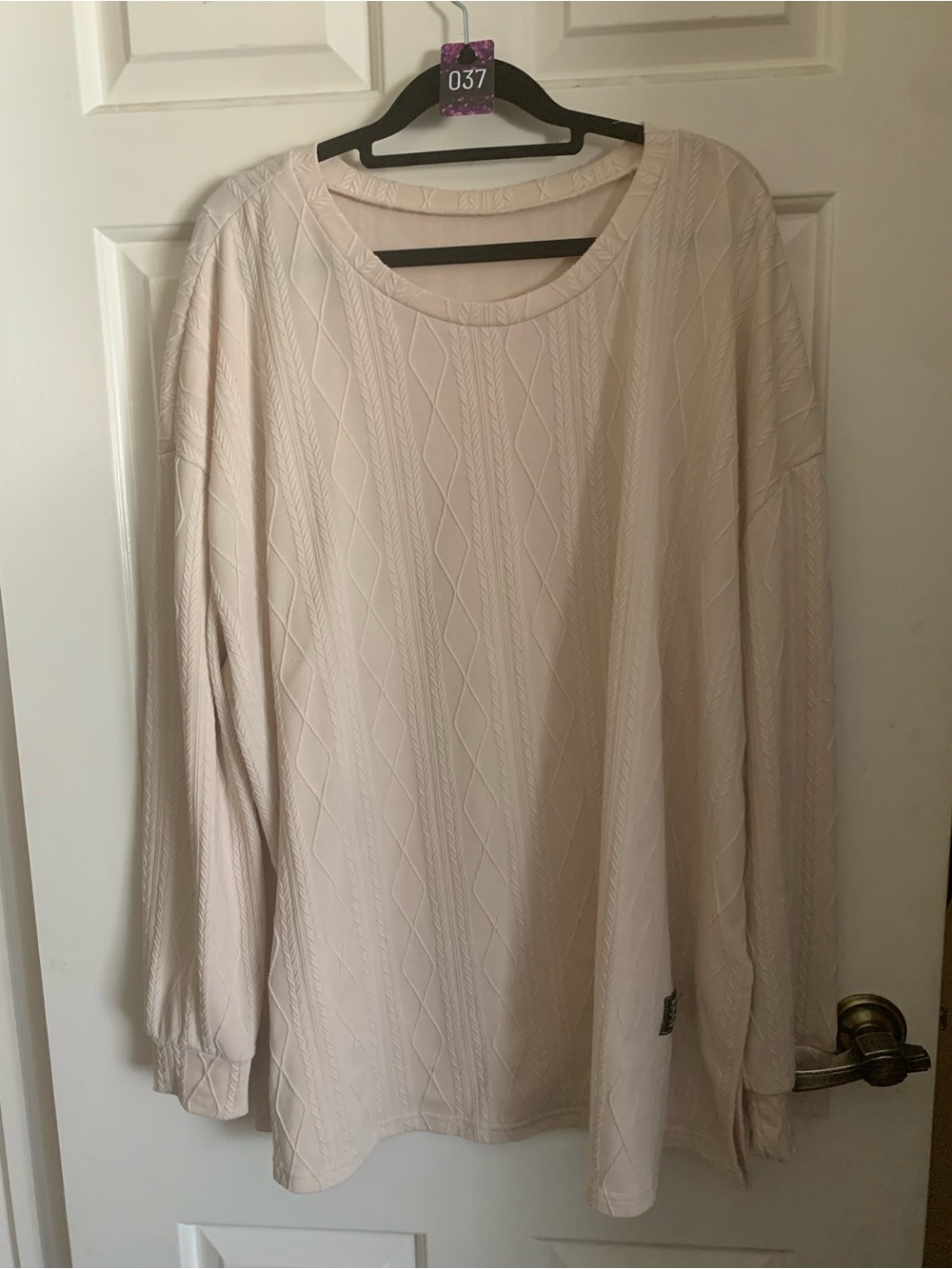 Women’s Long Sleeve Textured Tee - Cream